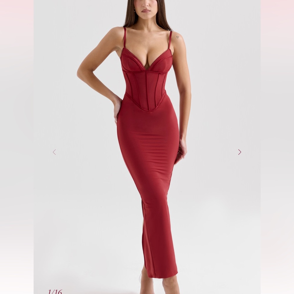 House of CB Romy Bodycon Corset Dress Burgundy Women’s Small - Like New